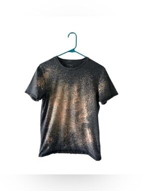 APT 9 Bleach Dyed Splatter Tee Gray Short Sleeve Shirt Small